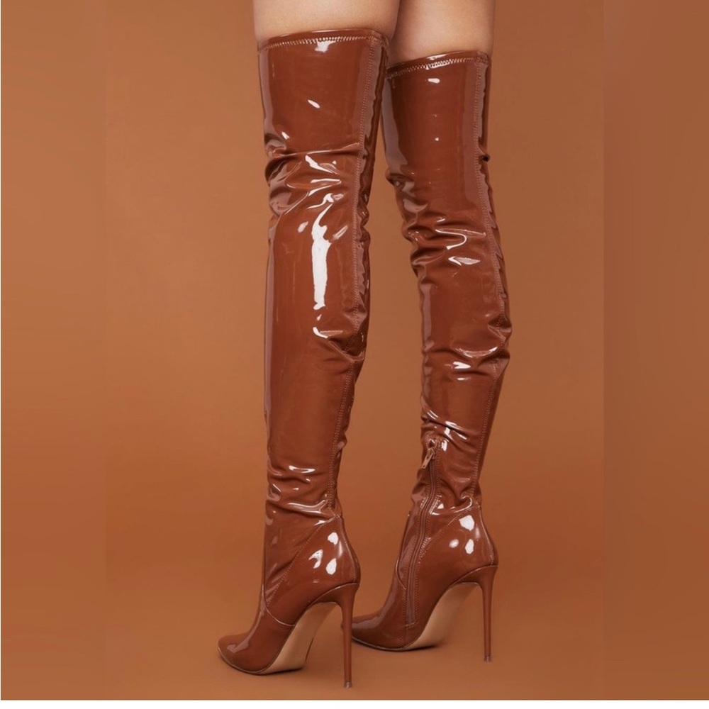 NWT Steve Madden Viktory Cognac Patent Leather Boots
